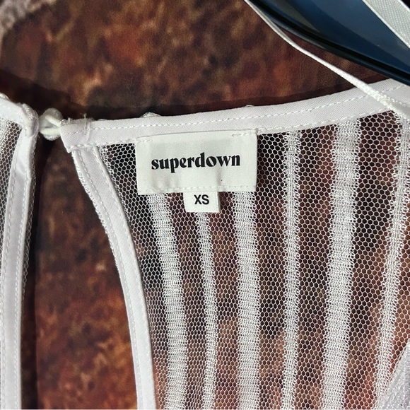 Dila Sheer Stripped Bodysuit in White by Superdown - Picture 7 of 14